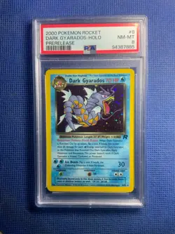 2000 Pokemon Rocket, Dark Gyarados-Holo, Prerelease PSA 8 - Image 1