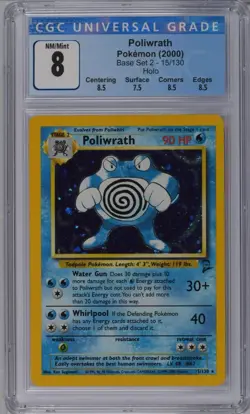 2000 Pokemon Base Set 2 Poliwrath CGC 8 NM/MINT - Image 1