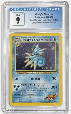 2000 Misty’s Seadra PreRelease 9/132 Pokemon Gym Heroes Unlimited CGC 9 - Image 1