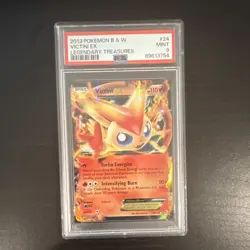 Pokemon Victini EX Ultra Rare Holo Legendary Treasures 24/113 PSA 9 110HP Basic - Image 1