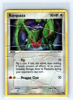 Vintage 2006 Rayquaza 3/17 POP Series 1 Holo Rare Pokemon TCG Card ,HP/Damaged - Image 1