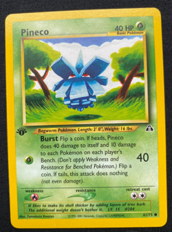 Pokemon Cards: 1st Edition Neo Discovery Common: Pineco 61/75 (LP) - Image 1