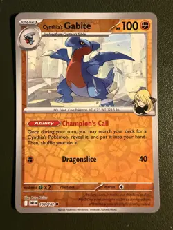 Pokemon TCG Cynthia's Gabite 103/182 SV10 Destined Rivals Reverse Holo NM - Image 1