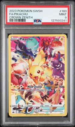 2023 POKEMON SWORD & SHIELD CROWN ZENITH #160 FULL ART/PIKACHU PSA 9 - Image 1