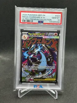 2025 POKEMON MEP EN-ME BLACK STAR PROMO #023 MEGA CHARIZARD X EX PSA 10 - Image 1