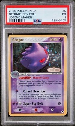 SWIRL PSA 1 2006 Pokemon EX Legend Maker Gengar STAMPED Reverse Holo Foil 5/92 - Image 1