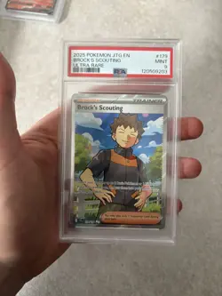 2025 POKEMON JTG EN-JOURNEY TOGETHER ULTRA RARE #179 BROCK'S SCOUTING PSA 9 - Image 1