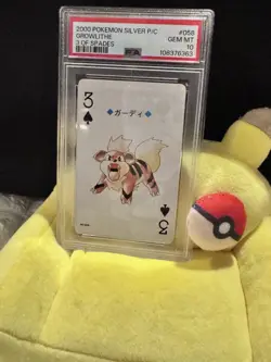 2000 POKEMON SILVER VERSION PLAYING CARDS 3 OF SPADES #058 GROWLITHE PSA 10 - Image 3