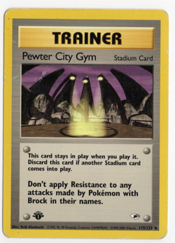 Pewter City Gym 1st Edition 115/132 Gym Heroes Pokemon Card - Image 1