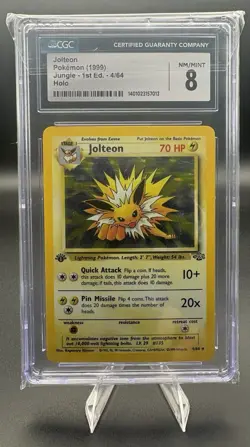 CGC 8 Jolteon 1999 Jungle 1st Edition 4/64 Holo Pokemon Card - Image 1