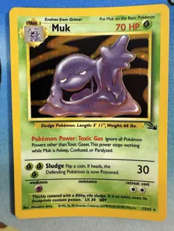 Muk 13/62 Fossil Unlimited Holo Vintage WOTC Pokemon Card - Image 1