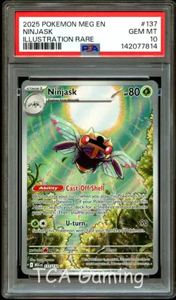 PSA 10 GEM MINT Ninjask 137/132 ILLUSTRATION RARE HOLO ME01 Pokemon Card 814 - Image 1