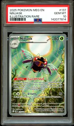 PSA 10 GEM MINT Ninjask 137/132 ILLUSTRATION RARE HOLO ME01 Pokemon Card 814 - Image 2