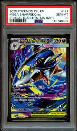 PSA 10 GEM MINT Mega Sharpedo EX 127/094 SPECIAL ILLUSTRATION RARE Pokemon Card - Image 1