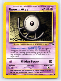 Unown U 51/75 Neo Discovery Uncommon Pokemon Card - Image 1