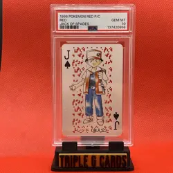 1996 POKEMON RED VERSION PLAYING CARDS JACK OF SPADES RED PSA 10 - Image 1