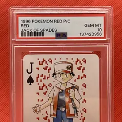 1996 POKEMON RED VERSION PLAYING CARDS JACK OF SPADES RED PSA 10 - Image 2