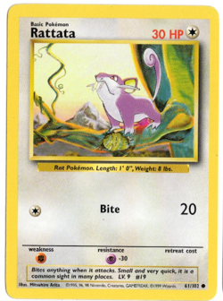 Rattata 61/102 Base Set Pokemon Card - Image 1