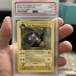 PSA 9 MINT Dark Magneton 28/82 Team Rocket 1st Edition Regular Pokemon Slab - Image 1