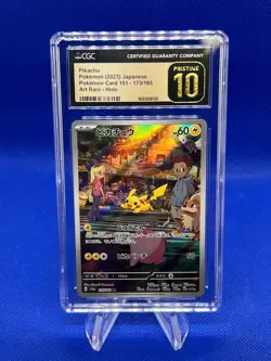 Japanese Pokemon Scarlet Violet 151 Pikachu 173/165 Art Rare CGC Pristine 10 -2 - Image 1