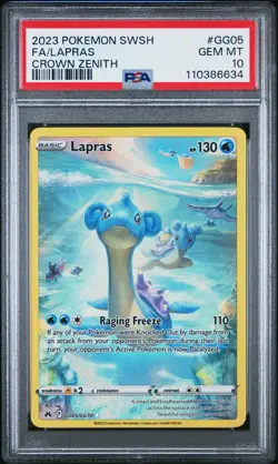 2023 POKEMON SWORD & SHIELD CROWN ZENITH #GG05 FULL ART/LAPRAS PSA 10 - Image 1