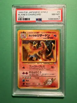 1999 POKEMON JPN GYM 2 #6 BLAINE'S CHARIZARD-HOLO PSA 8 - Image 1