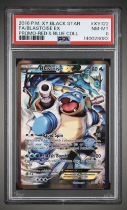 Pokemon TCG Blastoise EX XY122 BLACK STAR PROMO Red & Blue collection PSA 8 - Image 1