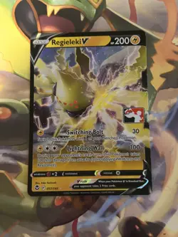 Pokemon TCG Regieleki V Silver Tempest 057/195 Ultra Rare Prize Pack 4 Stamp - Image 1
