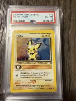 2000 POKEMON NEO GENESIS #12 PICHU-HOLO PSA 6 - Image 1