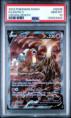2023 POKEMON SWORD & SHIELD CROWN ZENITH #GG36 FULL ART/ENTEI V PSA 10 - Image 1