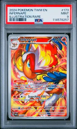 2024 POKEMON TWM EN-TWILIGHT MASQUERADE ILLUSTRATION RARE #173 INFERNAPE PSA 9 - Image 1