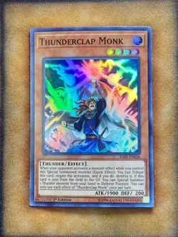 Yugioh Thunderclap Monk SAST-EN026 Super Rare 1st Ed NM - Image 1