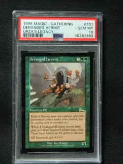 1999 magic the gathering magic card DERANGED HERMIT URZA'S LEGACY GEM MT 10 PSA - Image 1