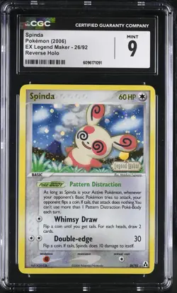 CGC 9 MINT Spinda 2006 EX Legend Maker 26/92 Reverse Holo STAMPED Pokemon Card - Image 1
