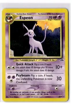 Espeon - 20/75 - Pokemon Neo Discovery Unlimited Rare Card WOTC LP - Image 1