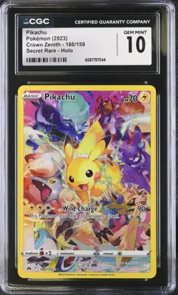 CGC 10 Pokemon English Pikachu 160/159 2023 Crown Zenith Secret Rare Holo - Image 1