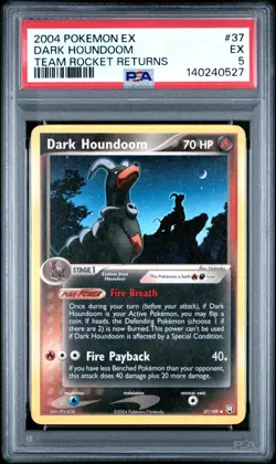 2004 Pokemon Ex Dark Houndoom Team Rocket Returns 37/109 PSA 5 - Image 1