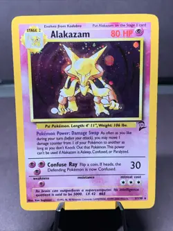 Pokemon TCG Alakazam Base Set 2 Unlimited Holo Rare 1/130 WOTC 2000 VTG LP- - Image 1