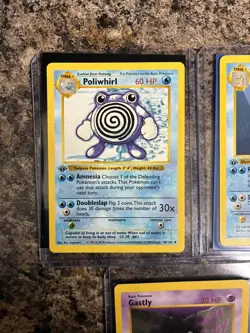 Pokemon Base Shadowless 1st Edition Lot of 5 Cards Abra, gastly, poliwhirl NM - Image 2