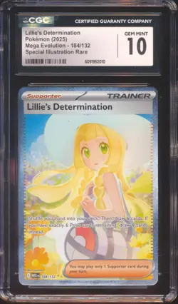 2025 POKEMON MEGA EVOLUTION LILLIE'S DETERMINATION SIR #184 CGC 10! - Image 1