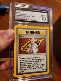 (POP 22) CGC 10 GEM MINT Pokemon Gym Challenge 17/132 BLAINE Holo 1st Edition - Image 1