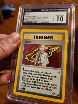 (POP 22) CGC 10 GEM MINT Pokemon Gym Challenge 17/132 BLAINE Holo 1st Edition - Image 2