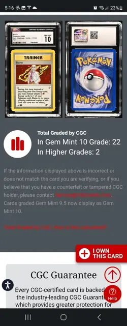 (POP 22) CGC 10 GEM MINT Pokemon Gym Challenge 17/132 BLAINE Holo 1st Edition - Image 4