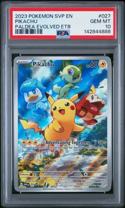 2023 POKEMON SVP EN-SV BLACK STAR PROMO #027 PIKACHU PSA 10 - Image 1