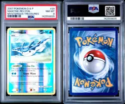 2007 POKEMON DIAMOND & PEARL MYSTERIOUS TREASURES 29 MANTINE-REVERSE FOIL PSA 8 - Image 3