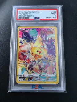 Pokemon Pikachu 160/159 Full Art Crown Zenith PSA 9 - Image 1