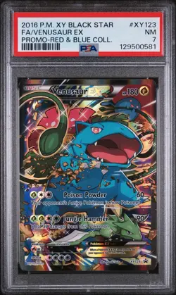 2016 Venusaur EX Full Art Black Star Promo #XY123 Red & Blue Pokemon TCG - PSA 7 - Image 1