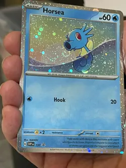 POKEMON HORSEA SVP137 PROMO BLACK STAR COSMOS HOLOFOIL WITH SWIRL NM CARD - Image 4