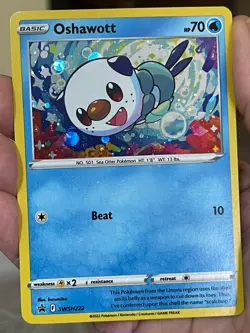 POKEMON OSHAWOTT SWSH222 PROMO BLACK STAR COSMOS HOLOFOIL SMALL SWIRL NM CARD - Image 1