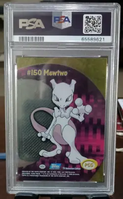 2000 TOPPS POKEMON TV ANIMATION CLEAR CARDS #PC5 MEWTWO PSA 10 - Image 2